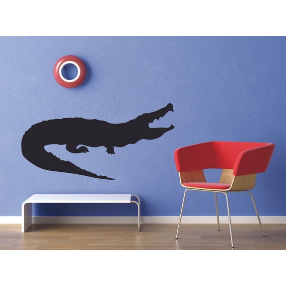Giant Crocodile Silhouette Drawing Design Cute Decoration Vinyl Wall Art Wall Sticker Wall Decal Design Home Wall Room Décor For Kids Room Boys Nursery Infant Toddler Room Design (30x30 inch)