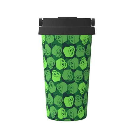

Ocsxa green Skull Print Carry Insulated Coffee Mug Insulated Tumbler Reusable Insulated Cold Brew Iced Coffee Cup Thermos Gifts for Women Men Him Her