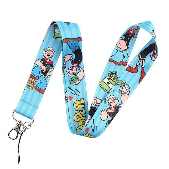 Anime Source Vintage Cartoon Series Popeye The Sailor Man Blue Lanyard Keychain ID Badge Holder