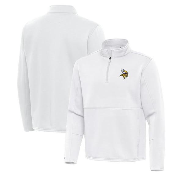 Men's Antigua White Minnesota Vikings Twist Quarter-Zip Pullover Jacket