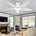 thumbnail image 5 of BayDay 13" White Ceiling Fan with LED Light & Remote, Modern Bladeless Fan, Stepless Dimming, 3-Color Temperature, Flush Mount, Quiet, Easy Installation for Bedroom, Small Spaces, 5 of 10
