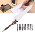 thumbnail image 3 of Feather Pen Set,Vintage Quill Pen Feather Signature Pen Set Antique Calligraphy Ink Dip Pen with 10 Replacement Nibs for Writing Drawing Signature Wedding Decoration, 3 of 8