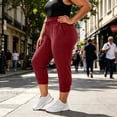 thumbnail image 4 of Posijego Women's Plus Size Capri Sweatpants Elastic High Waisted Drawstring Athletic Outdoor Running Joggers Pants with Pockets, 4 of 7