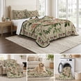 thumbnail image 6 of Twin XL Quilt Set 68''x98'', Beige Spring Floral Lightweight Bedspread Coverlet with 2 Pillow Shams, Elegant Pastoral Flowers Birds Watercolor Breathable All Season Quilt Bedding for Dorm/Guest Room, 6 of 9