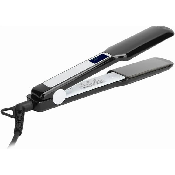 Mini Hair Straightener with LED Indicator, Ceramic Flat Iron, Silicone Anti-Scald Design, Black/Red