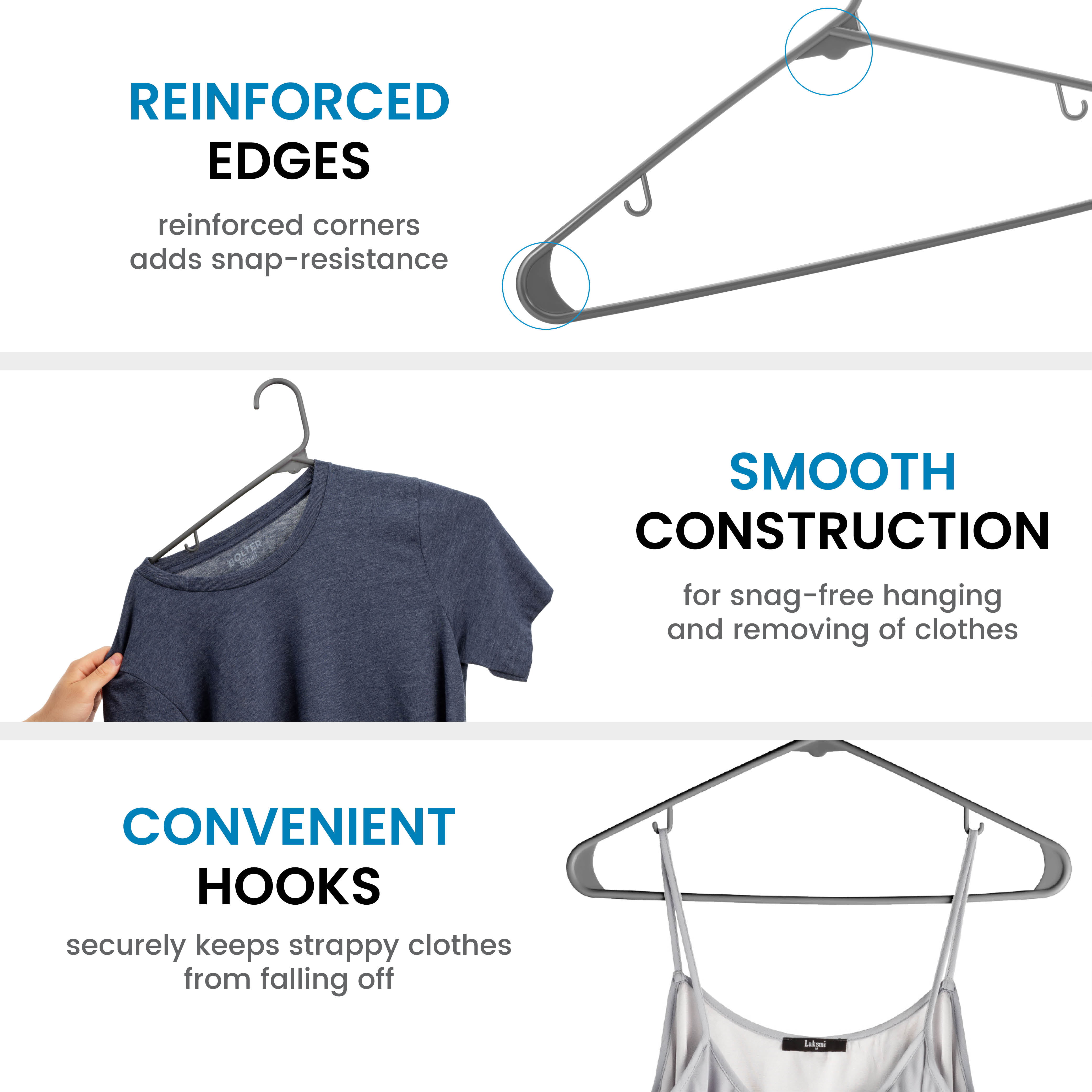 50 Pcs. of Standard Plastic Hangers for Clothes - Durable Tubular Hanger  Slim Design Idea for Daily Use Space Saving Heavy Duty Coat Pants Shirt  Hanger Set (White) 