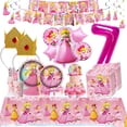 thumbnail image 2 of Decoración para fiesta de cumpleaños de la princesa Peach, recuerdos de fiesta de Mario rosa para niñas, globos, diadema, mantel, vasos, regalos para baby shower, 2 of 4