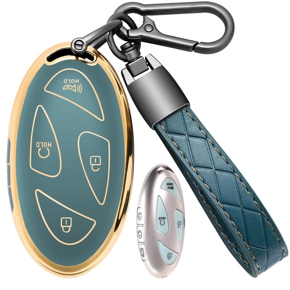 for Hyundai lonig 6 Key Fob Cover Soft TPU with Leather Kevchain 360 Degree Protection Key Case Shel Holder Fitsfor Hyundai 2023 2024 lonig 6 Azera Grandeur GN7 Kona Ey 7 Buttons