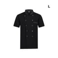 thumbnail image 3 of Chef Uniforms Women Short Sleeve Chef Coat Convenient and Durable Double Breasted Working Jacket Restaurant Kitchen Cooking Clothes Workwear Black L, 3 of 9