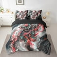 thumbnail image 2 of Black Marble Bed in a Bag Queen Comforter Set 7 Piece Teal Butterfly Sheet Set,Red Marbling Bedding Sets,Abstract Ombre Ink Fluid Art Bed Set Rustic Animal Dreamy Butterflies Room Decor Aesthetic, 2 of 5