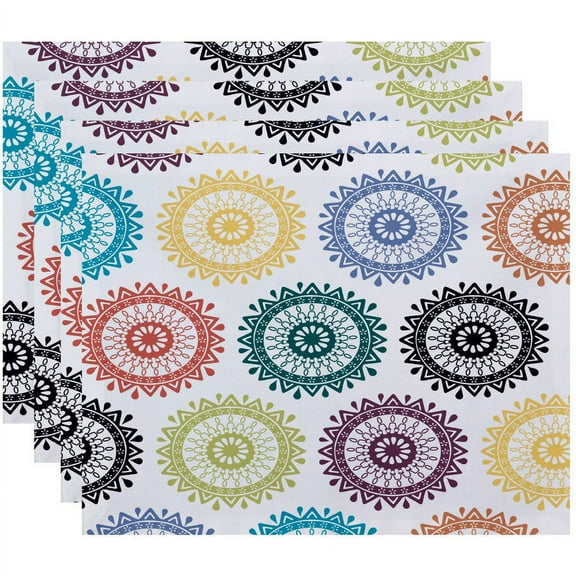 Simply Daisy 18" x 14" Groovy Geometric Print Placemats, Set of 4