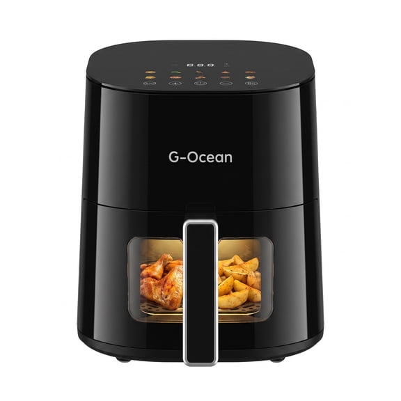 G-Ocean 4.8 Qt Air Fryer, 1400W Compact Air Fryer with Digital LED Touchscreen, 10 Presets, Non-Stick Basket, Auto Shut-Off, Black