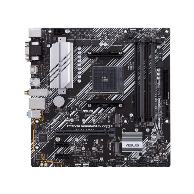 Carte mère ASUS Prime B550M-a WiFi II Micro ATX AM4, PCIe 4.0, WiFi 6, ECC, LAN 1Gb, HDMI 2.1, D-Sub, 4K@60Hz, RGB Gen 2, Aura Sync