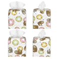 thumbnail image 2 of Gukieu Donut Sloth Print Leather Tissue Box, PVC Waterproof Velcro Opening and Closing Square Tissue Box Holder, Suitable for Home and Office Decoration, 2 of 7