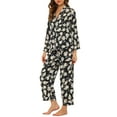 thumbnail image 4 of Unique Bargains Women's Pajama Sleep Shirt Nightwear Sleepwear Lounge Satin Pj Sets, 4 of 5