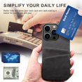 thumbnail image 4 of SaniMore Case for iPhone 15 Pro 6.1" 2023, Card Slots [Up to 2] Wear-resistant PU Leather Skin Shockproof PC Backplane Anti-fall Slim Lightweight Shell for iPhone 15 Pro, Black, 4 of 6