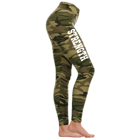 Junior's Varsity Strength V656 Camo Athletic Workout Leggings Thights One Size