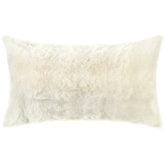Unique Bargains Faux Fur Cozy Decorative Throw Pillow Covers Soft Plush Pillowcase 1 Pc White 12" x 20"