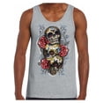 thumbnail image 1 of Awkward Styles Three Sugar Skull Tank Top for Men Sugar Skull Tank Day of the Dead Muscle Shirt for Men Halloween Gifts Dia de los Muertos Outfit Sugar Skulls Tank Top Skull Red Roses Muscle Tank, 1 of 4