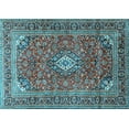thumbnail image 1 of Ahgly Company Indoor Rectangle Medallion Light Blue Traditional Area Rugs, 2' x 5', 1 of 4