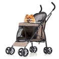 thumbnail image 1 of MoNiBloom Cochecito para mascotas de 4 ruedas, cochecito para perros y gatos fácil de plegar con bolsa de almacenamiento trasera y malla visible para perros pequeños y medianos, 1 of 5