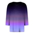 thumbnail image 5 of zaveiop 3/4 Sleeve T Shirts for Women Printed Button Down Tshirt V Neck Casual Loose Tunic Tops Dressy Summer Shirts (Dark Purple, M), 5 of 5