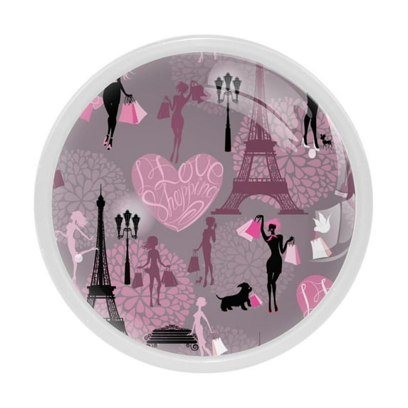 4 Pcs Eiffel Tower Knobs for Kitchen Cabinet Cupboard Dresser Bookcase Drawer Pulls Handles Round Home Decor