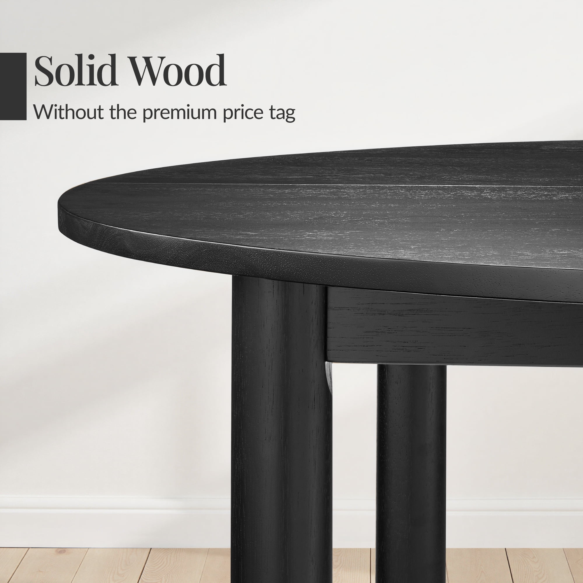 Best Choice Products 47In Round Solid Wood Dining Table, Modern Farmhouse Table For 4, Space Saving, Easy Assembly - Black