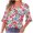 Multicolor, variant on Ruimatai Women's Casual V-Neck Ruffle Blouse Printed Pleated Quarter Sleeve Top Comfortable Daily Wear Flattering Design