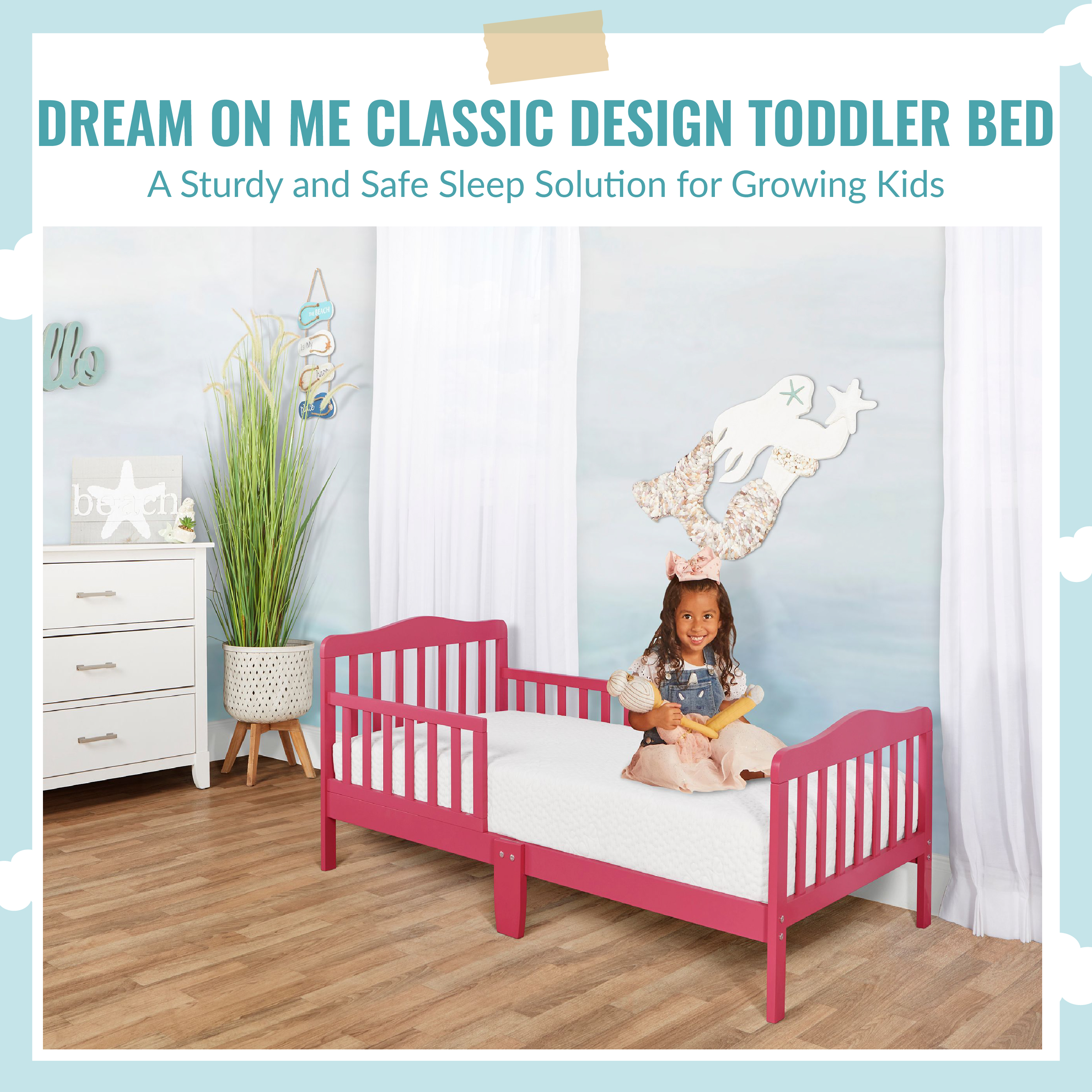 Dream On Me Classic Design Toddler Bed, Fuchsia Pink - image 2 of 11