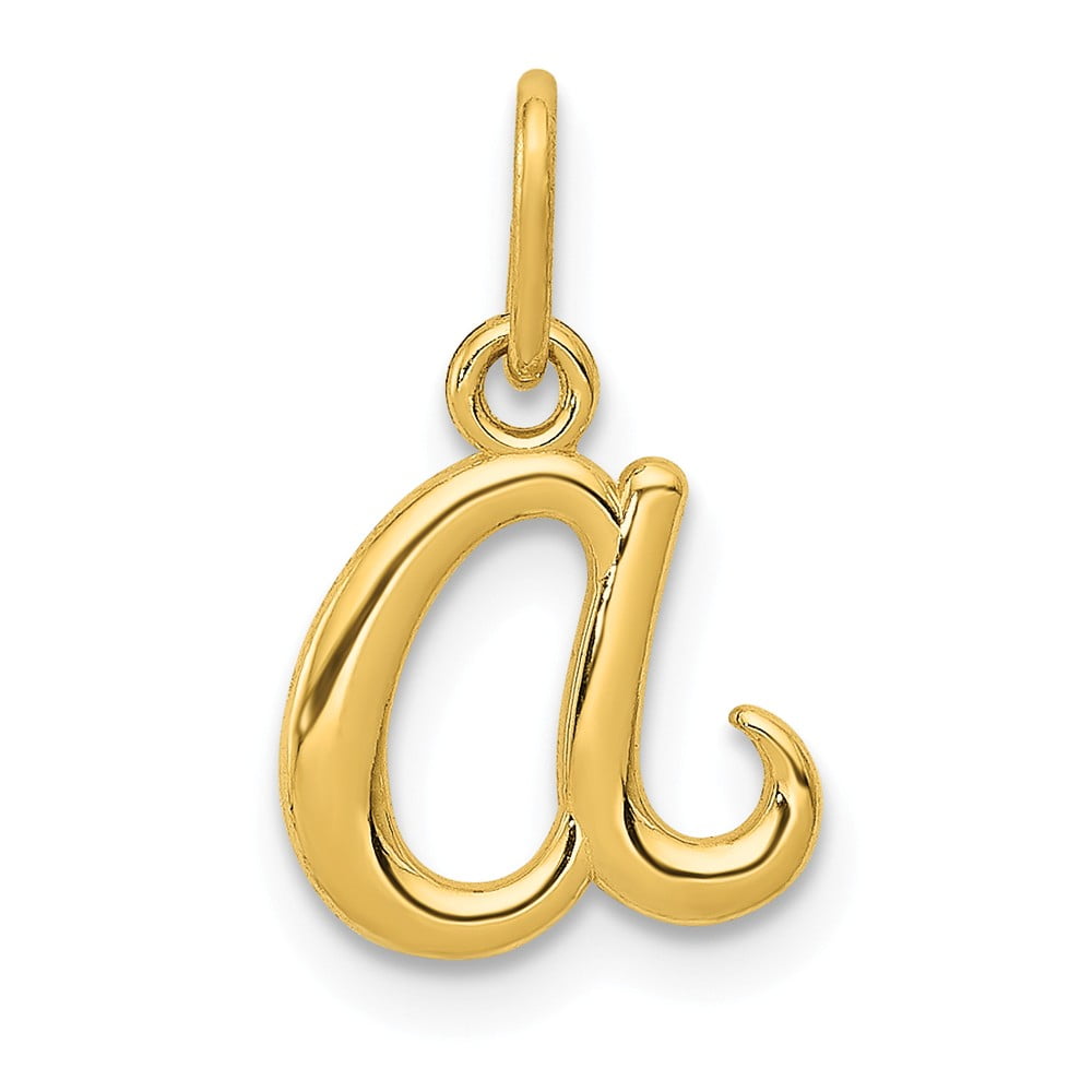 AA Jewels Solid 14k Yellow Gold Cursive A Initial Letter Alphabet