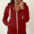 thumbnail image 5 of Jsaierl Womens Zip Up Hoodies Casual Solid Color Hooded Sweatshirt Holiday Comfort Long Sleeve Jackets Fall Clothes S-2XL, 5 of 6