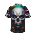 thumbnail image 3 of Daiia Modern Abstract Colorful Skull C Hawaiian Shirt for Men Gentle Cotton Regular Short Sleeve Casual-XX-Large, 3 of 9