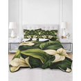 thumbnail image 3 of White Lily Flower Full Size Down Alternative Comforter, Lightweight Comforter Quilt Bedding Set with Pillow Shams Tropical Bloom Floral Green Leaf All Seasons Bed Comforter Duvet Insert 78"x90", 3 of 7