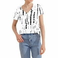thumbnail image 4 of Njagoc3 Womens Stylish Abstract Pattern V-Neck Tee Artistic Graphic Print Summer Top Black White, 4 of 6