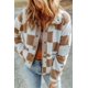 thumbnail image 1 of Chaqueta de lana con solapa a cuadros para mujer, abrigo de manga larga, Top suelto para otoño e invierno, 2023, 1 of 5