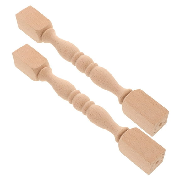 Niceauty Wooden Baluster Spindles Light Yellow Wood 2Pcs for Staircase and Interior Design