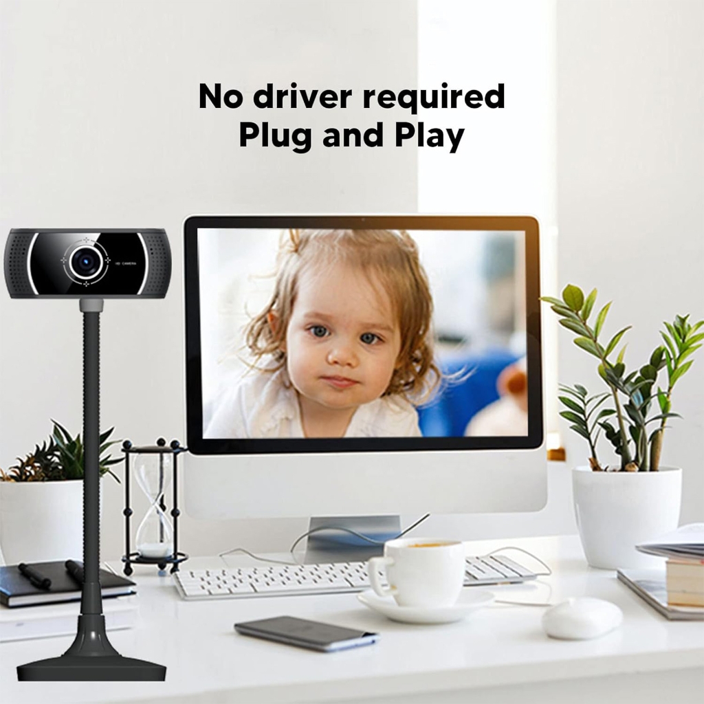 WINDLAND Streaming Webcam With Noise Canceling Microphone 30FPS 720P Lens For Remote Work Online Teaching