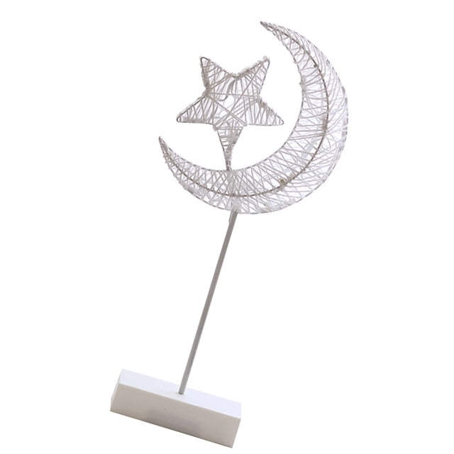 Toystoory Lámpara LED de noche con forma de estrella y luna, marco blanco, blanca cálida, lámpara de noche creativa con estrella, soporte para Kits de decoración para fiestas TYPE2 luna+estrella Toystoory HA007017-04