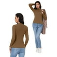 thumbnail image 2 of Airmenty Women's Long Sleeve Ribbed Knit Top CasualBoat Neck Tunic Sweaters Basic Tees for Going Out Layering Spring, 2 of 7