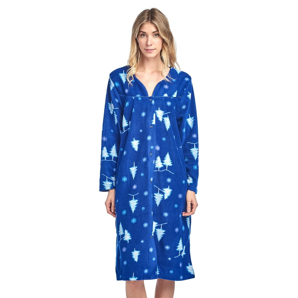 Casual Nights Casual Nights Women's Printed Fleece SnapFront Lounger