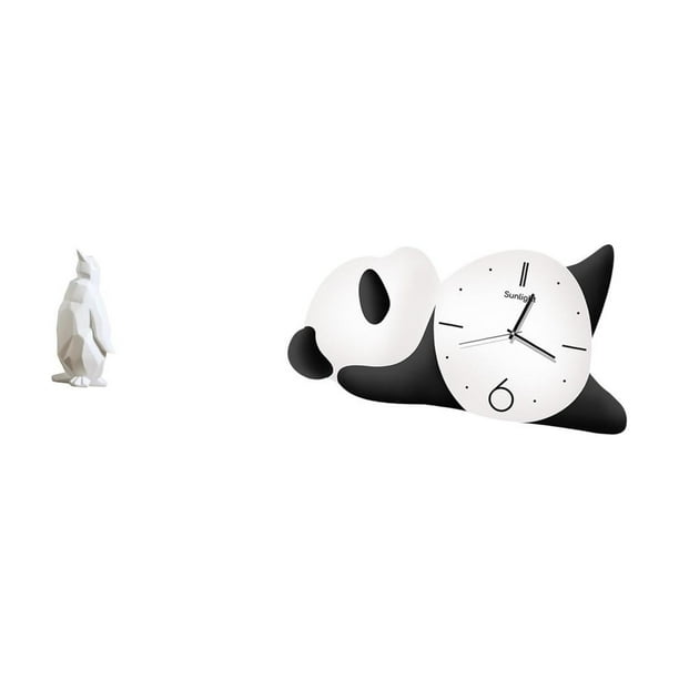 Escultura de pingüino,Escultura de pingüino,decoración nórdica para el hogar,Adorno de mesa con estatua de animal,artesanía,decoración para dormitorio,Reloj de pared,Reloj de pared de