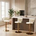 thumbnail image 2 of Modern Velvet Bar Stools Set of 3, Adjustable Height Swivel Barstools, Counter Height Bar Chairs with Back and Footrest for Kitchen Island & Dining Room, Beige, 2 of 8