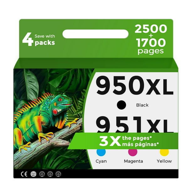 Cartucho de tinta Relcolor 950XL 951XL negro/tricolor, paquete de 4