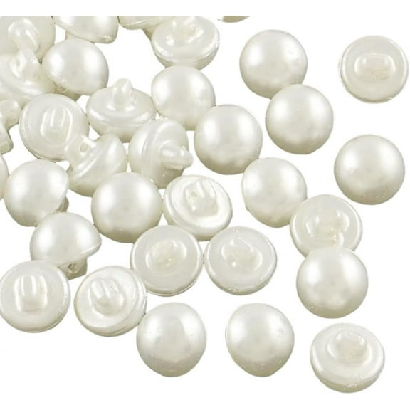 12 MM 100 Pcs 1 Hole Beige Imitation Pearl Buttons Resin Shank Round Buttons Mini White Acrylic Button Bulk for Sewing Making Crafts Wedding Decorations Jewelry Dress DIY Accessories Supply