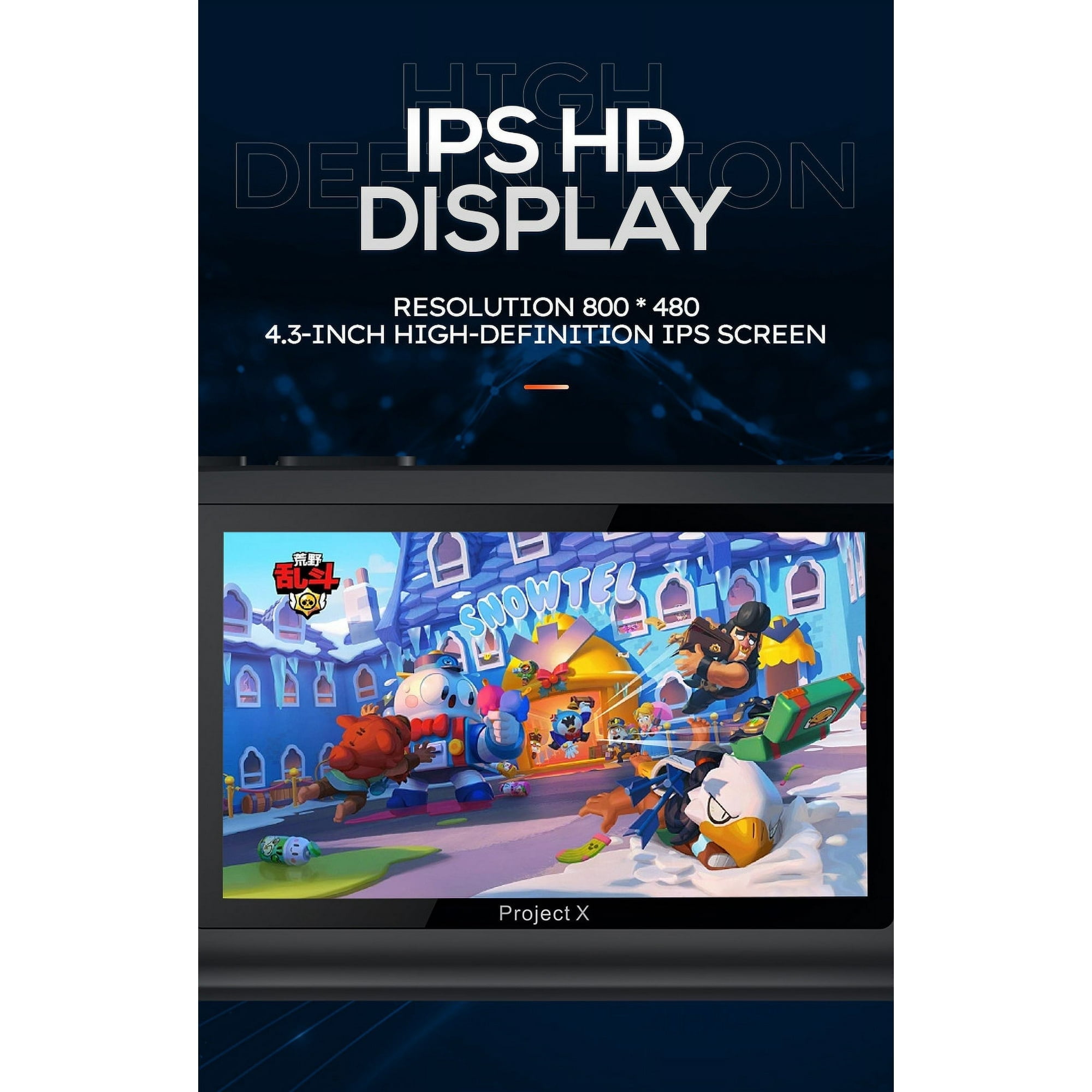 Project X Pocket Gaming Console 4.3-inch High-definition Ips Screen The Console Portable Video Game Player HD Game Console Children's Gifts 64GB-1