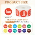 thumbnail image 2 of Month Labels Stickers 1 Inch, 12 Roll 12 Months of the Year Round Coding Tag Circle Stickers Monthly Labels for Journals Postcards Food Storage Warehouses Document Archives, 2 of 6