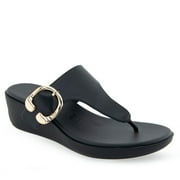 Aerosoles Izola Women's Wedge Sandals Color: Black Pu Size: 9.5