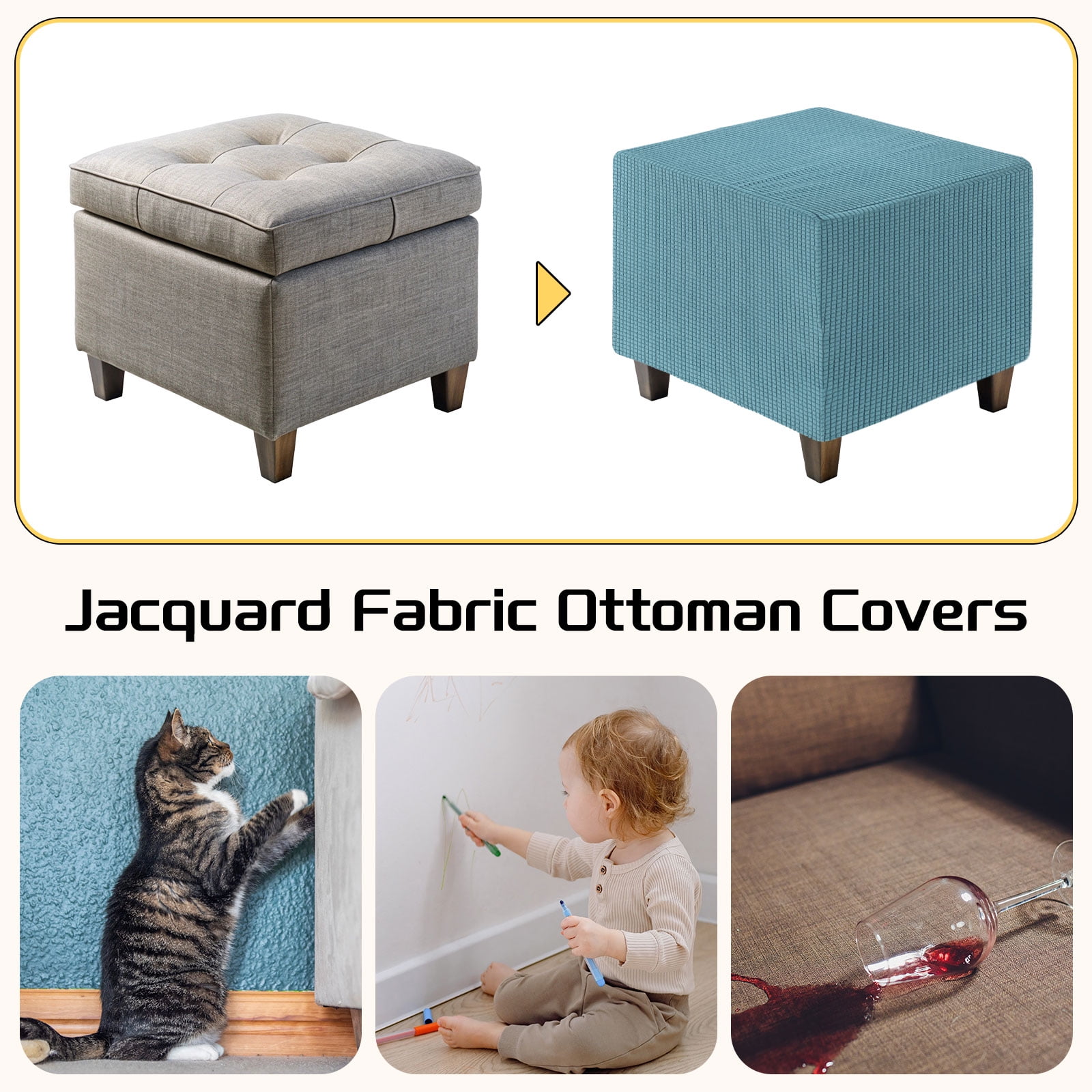 Unique Bargains Stylish Square Jacquard Slipcover Dark Blue 31.5"–40.6" x 13.8"–17.7"