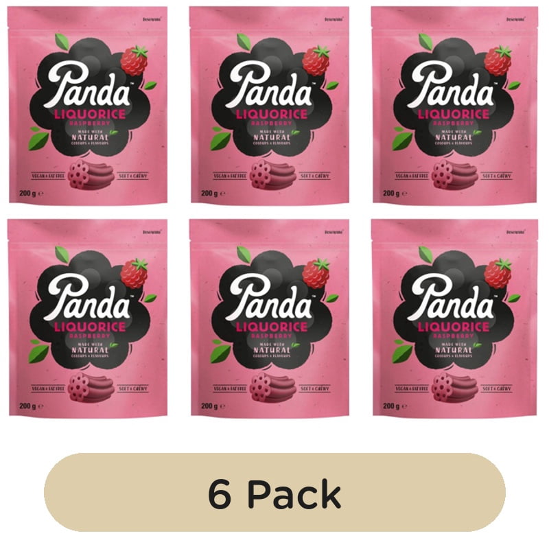 Panda Liquorice Raspberry Flavour Pieces 200g, British Import (Pack of 6)